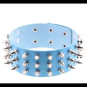 Baby blue spike choker